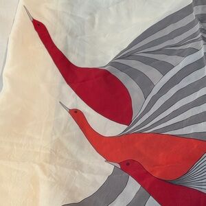 Gres PRis Red and Gray Bird Print Scarf